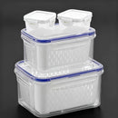 Conjunto de 10 Peças: 4 Recipientes + 4 Tampas + 2 Cestos de Drenagem. Recipientes para Armazenamento de Alimentos com Tampas de Encaixe e Cestos de Drenagem - À Prova de Vazamentos, Caixas de Armazenamento para Geladeira, Organizadores de Cozinha Reutili